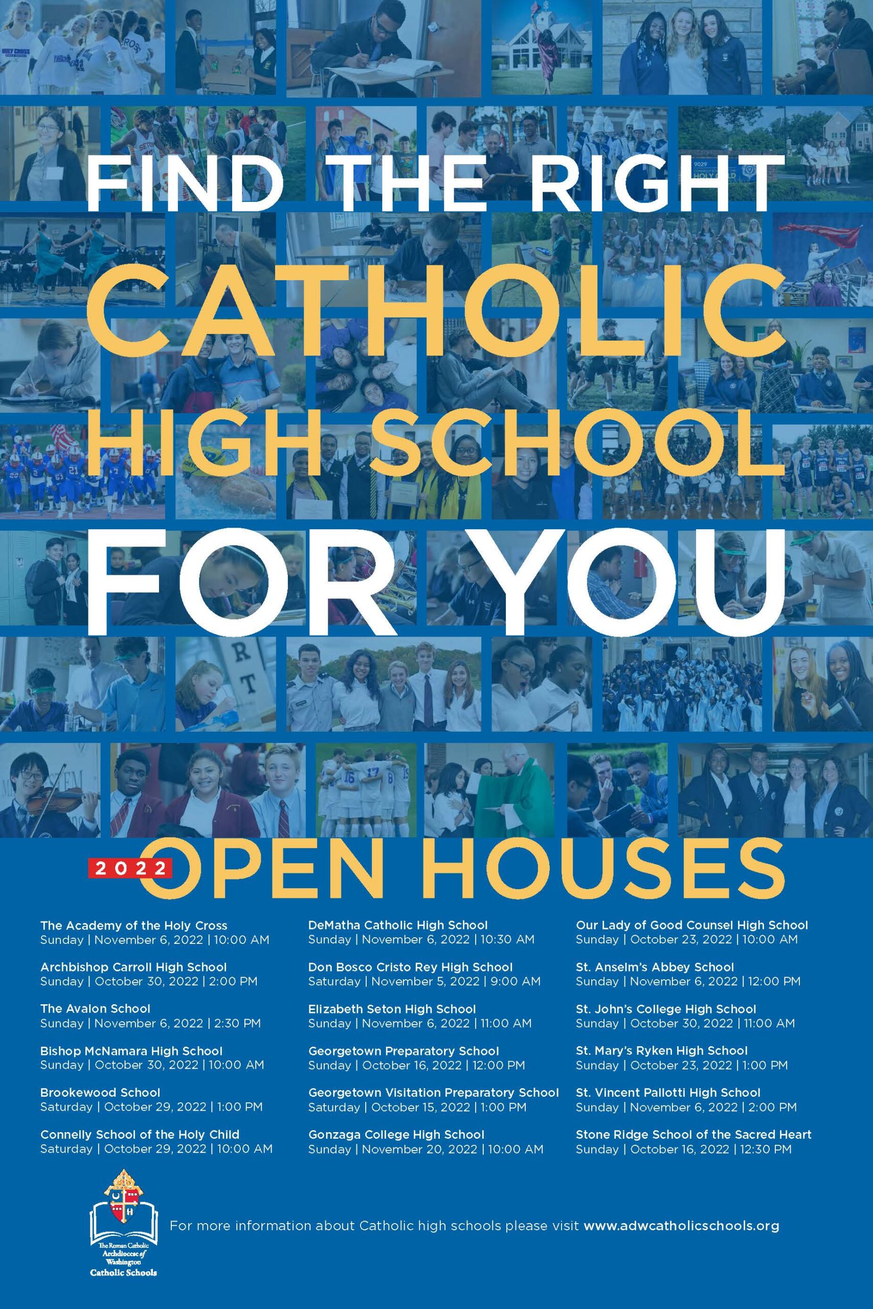 High School Open House Schedule - Archdiocese of Washington Catholic Schools