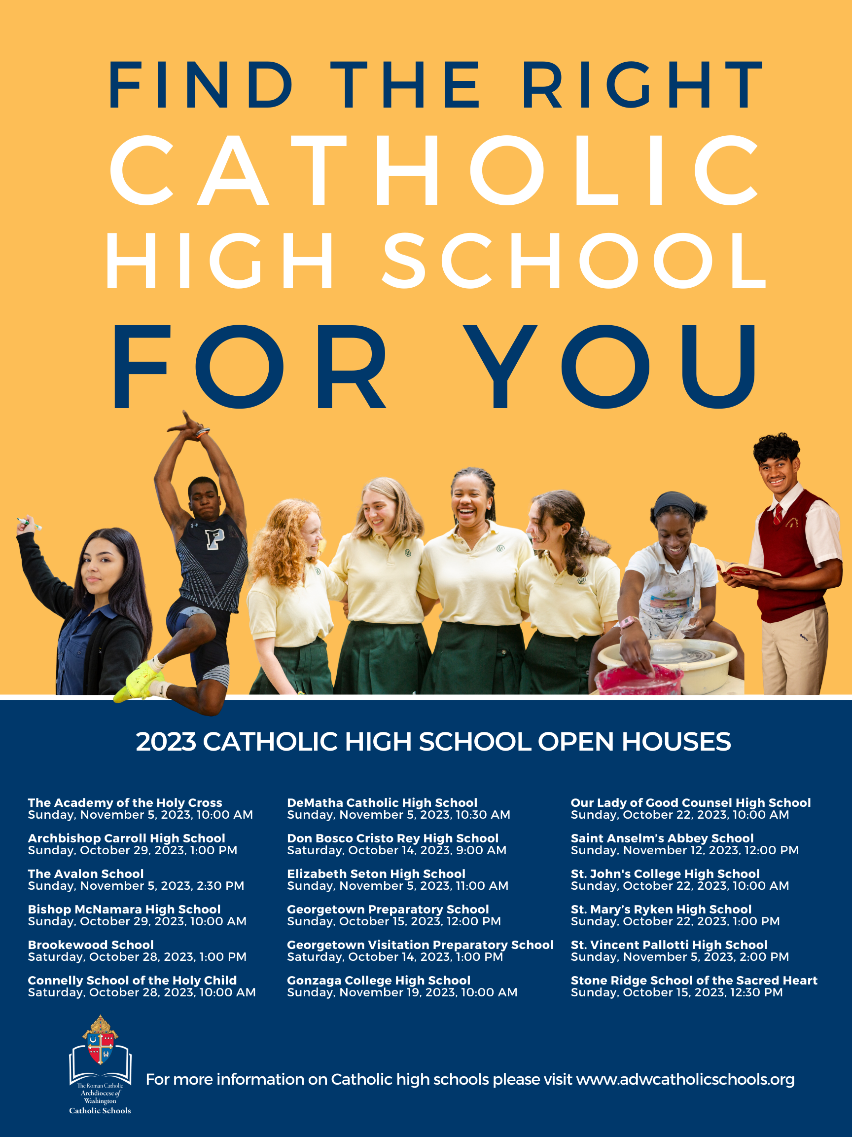 High School Open House Schedule - Archdiocese of Washington Catholic Schools